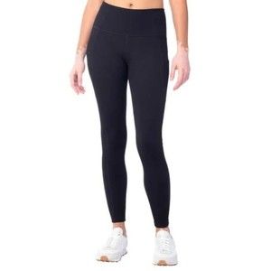 NWT Women's Lukka Lux Ribbed Ankle Leggings 2 Side Pockets Black Size S Small